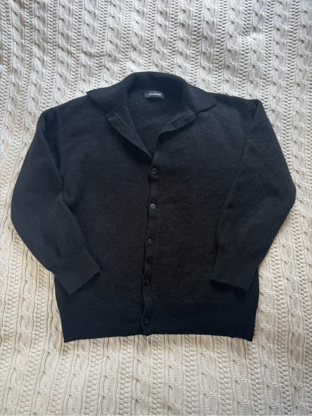 NAADAM Black Button-Up Cashmere Cardigan